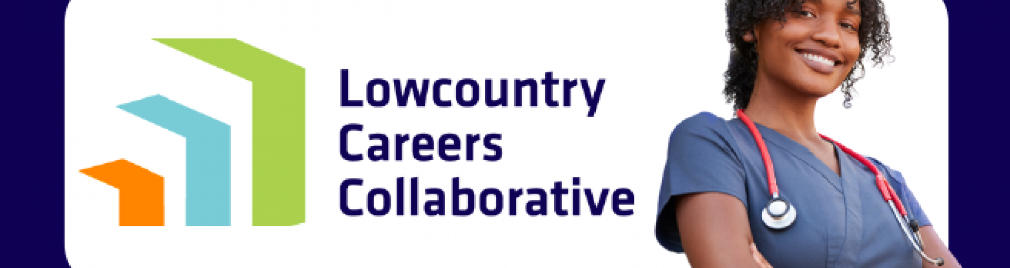 Lowcountry Careers Collaborative logo with a medical professional smiling 